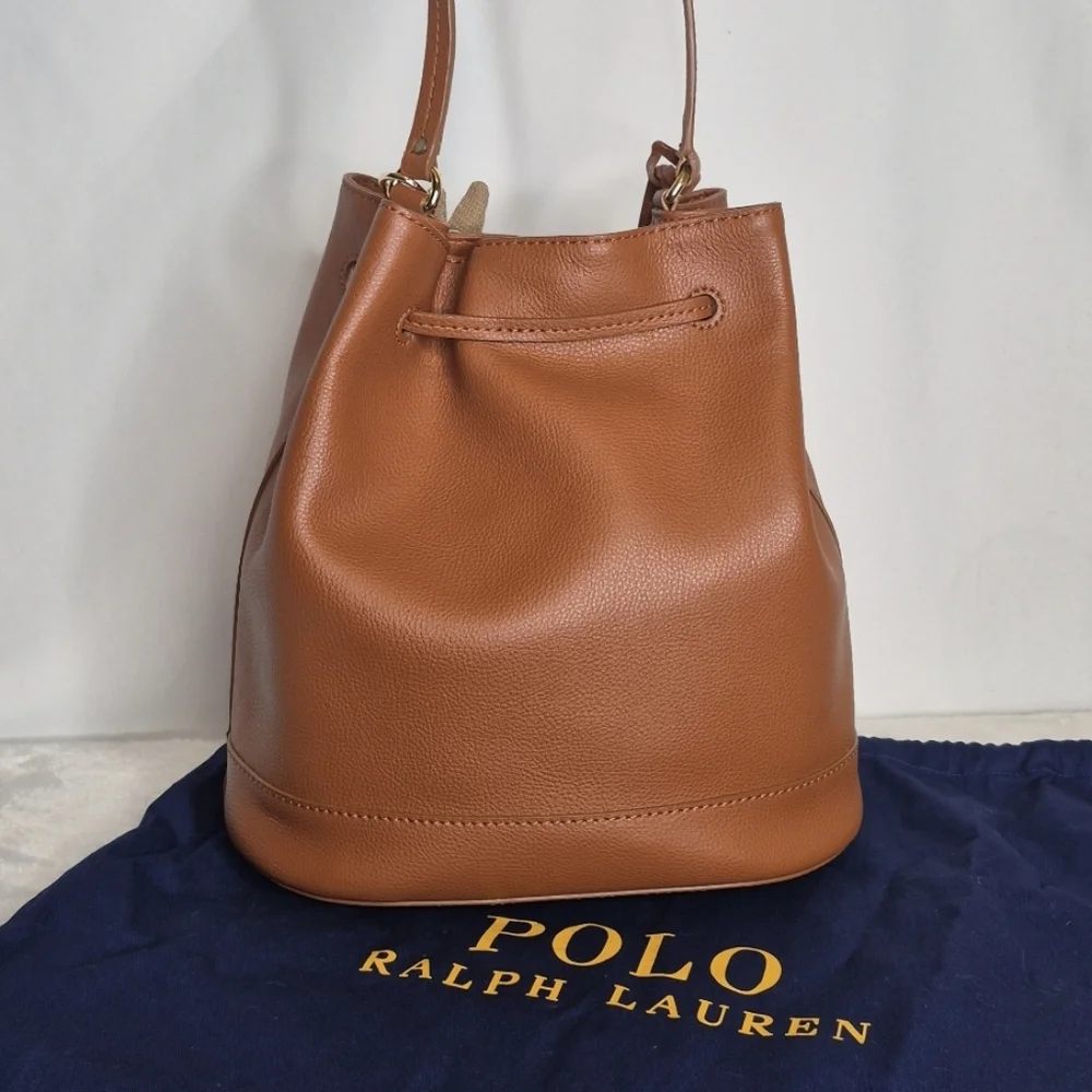 Lauren Ralph Lauren Leather Drawstring Bucket Bag - Picture 4 of 17